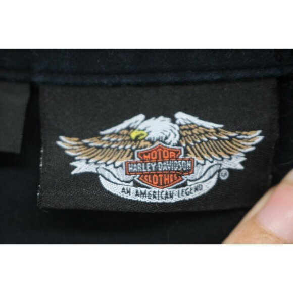 Harley Davidson Long Sleeve Button-Up Shirt-Medium-Rhinestones-Angel Wings - Picture 7 of 13